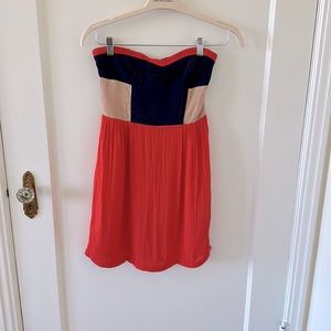 Sparkle and fade color block strapless dress. Size s